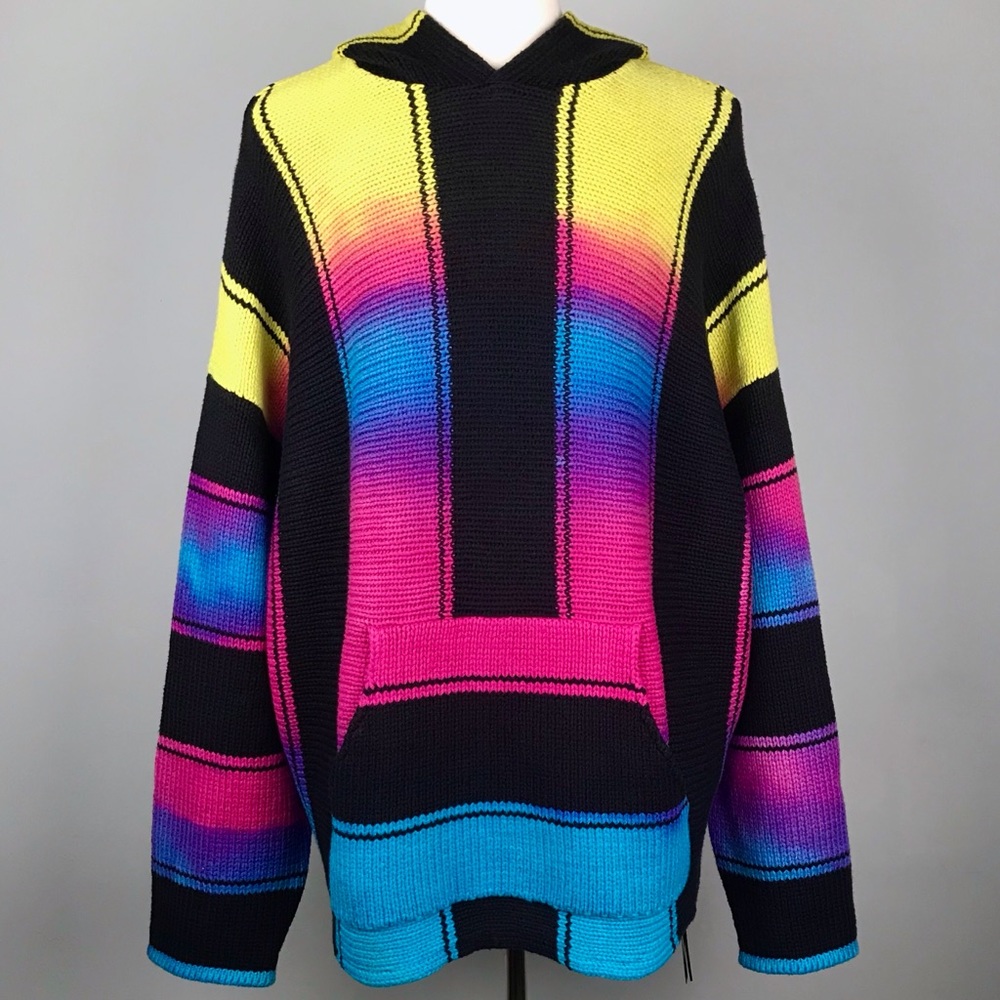Amiri Rainbow Wide Stripe Baja Cotton Sweater - Picture 1 of 8
